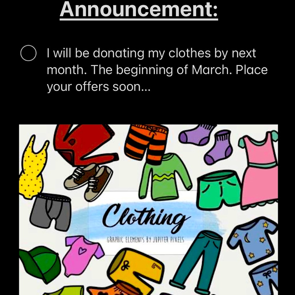 Donating clothes soon, all offers welcomed ! ✨